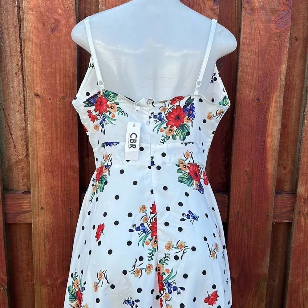 Chic Me Spaghetti Strap Cut Up V-neck Maxi Dress Size L Floral - Picture 9 of 13